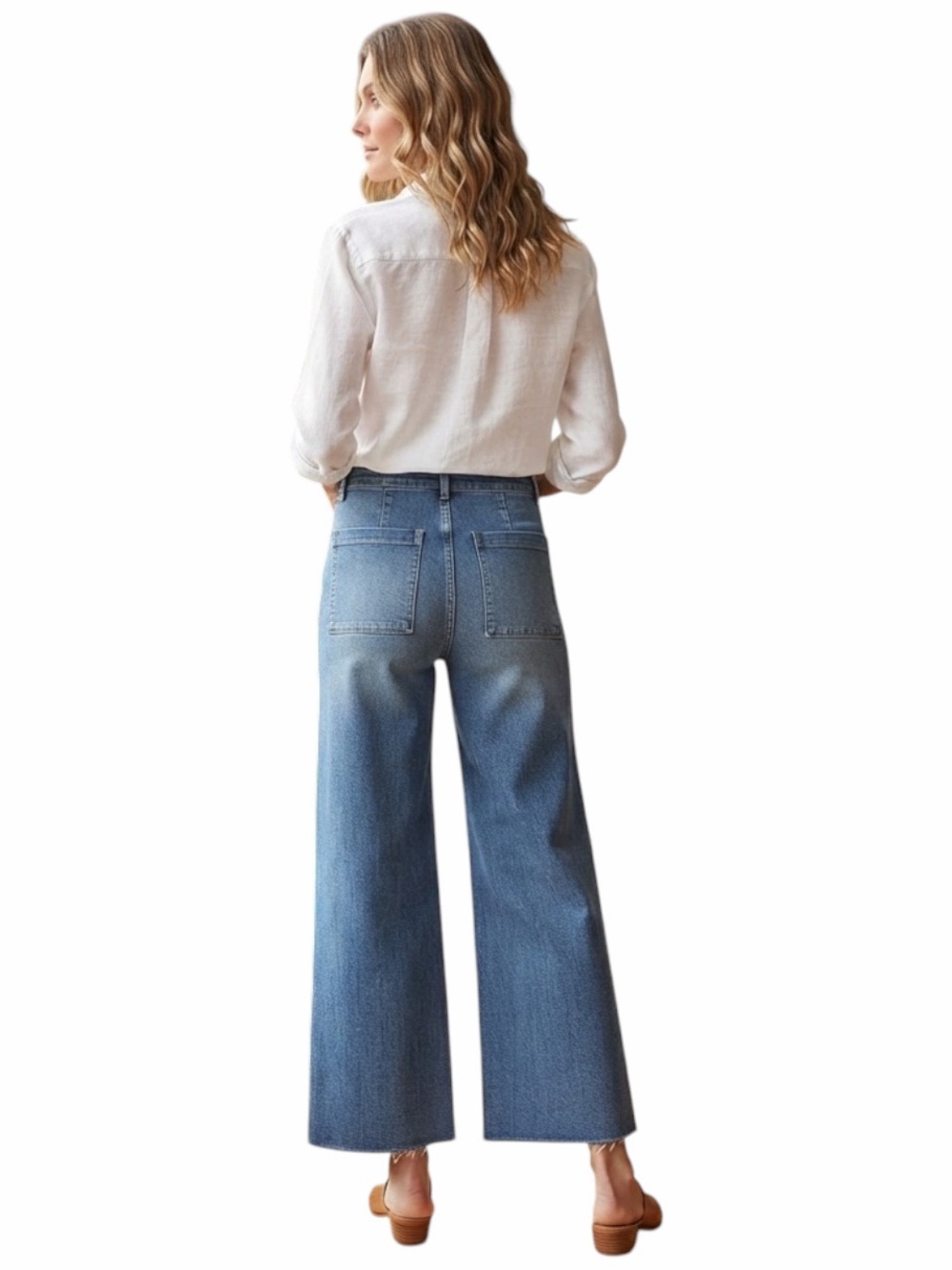 OAT New York High-Rise Wide-Leg Raw Hem Denim Jeans Size 10 / 30 - Picture 7 of 12